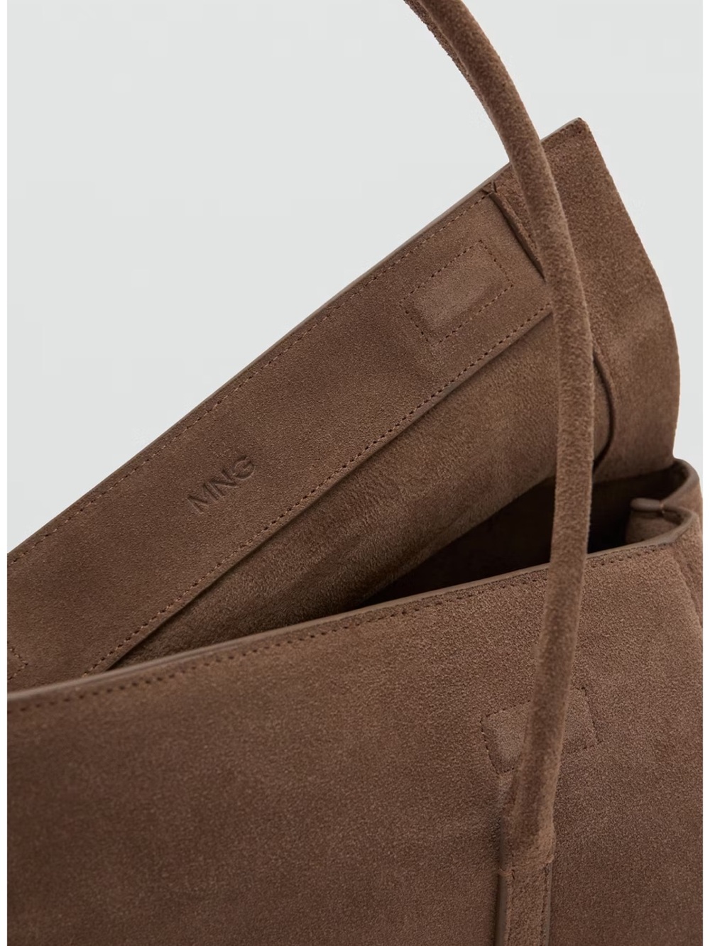 Mango 100% Suede Shoulder Bag Medium Brown Caramel NWOT - Picture 4 of 6